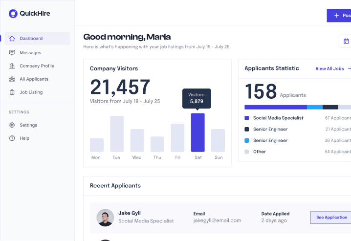 QuickHire employer dashboard